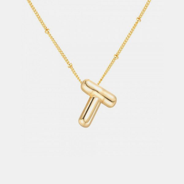 Gold-Plated Letter Pendant Necklace#2