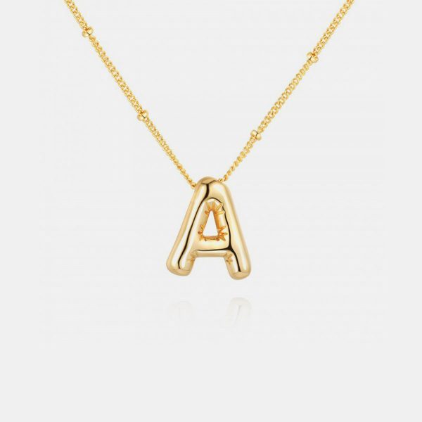 Gold-Plated Letter Pendant Necklace#1