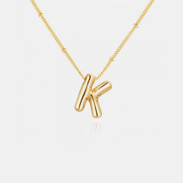 Gold-Plated Letter Pendant Necklace#3